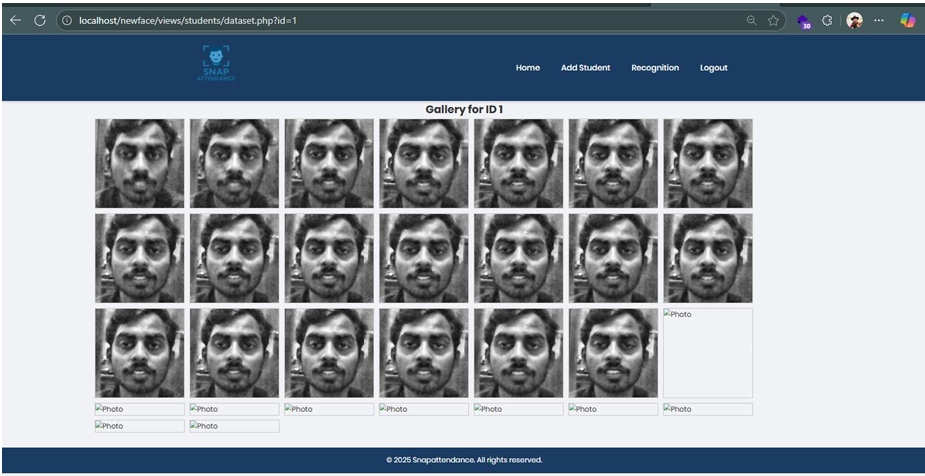 Face Authentication Attendance System Screenshot